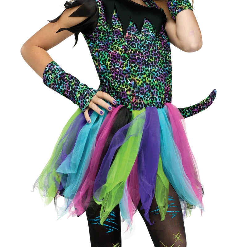 Fun World Wild Cat Rainbow Animal Child Halloween Costume, Black / Blue / Pink, Medium - Image 5